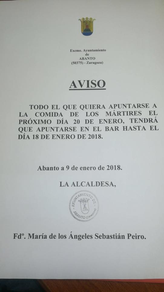 Aviso del ayuntamiento