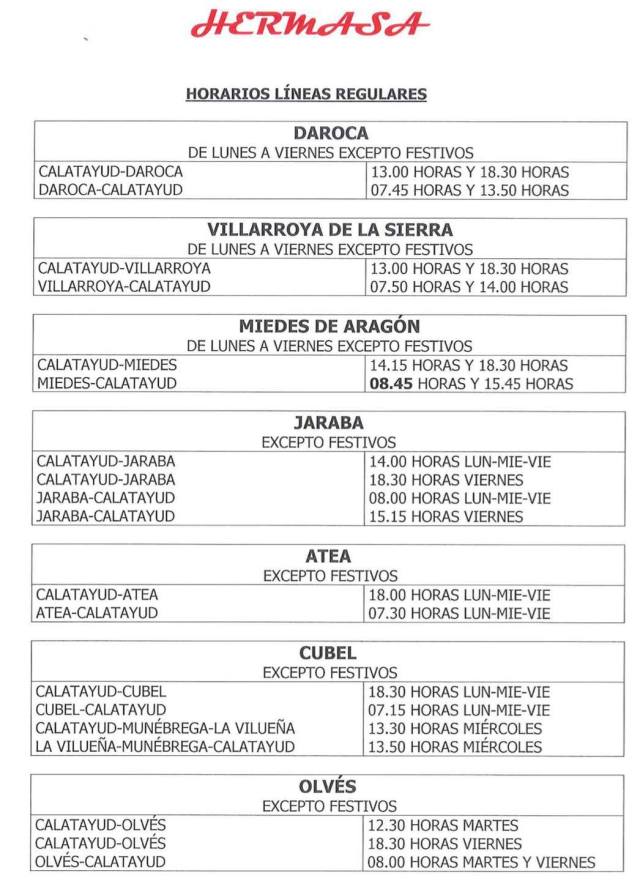 horario autobuses